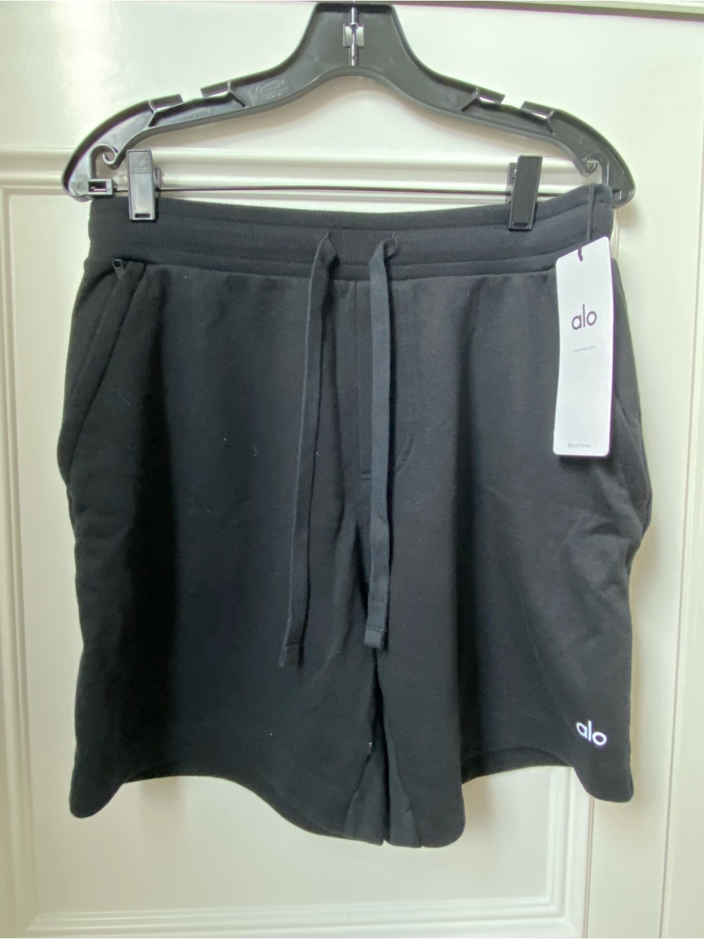ALO Yoga Black Drawcord Athletic Shorts with Logo